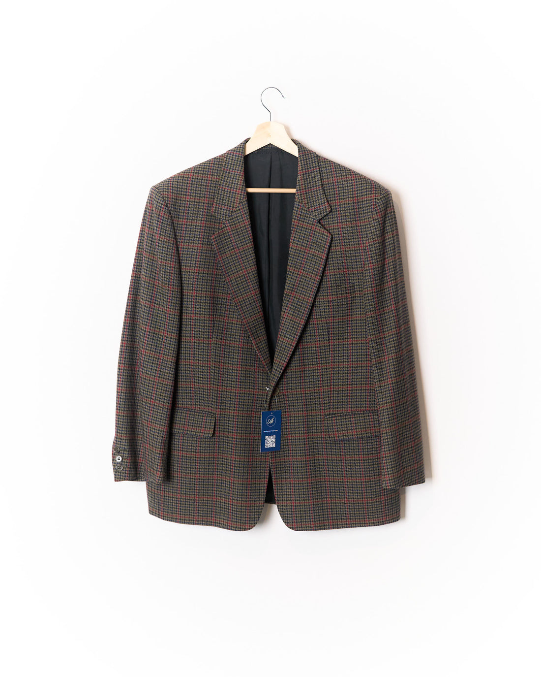 Buttonhole Brown, Green, Red and Navy Checkered Sport Jacket Lambswool Blazer