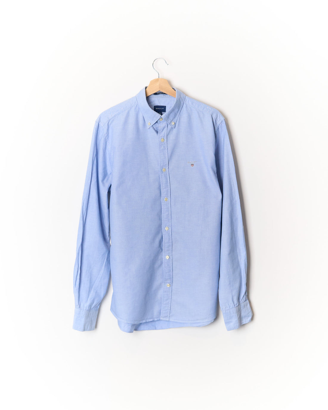 Gant Light Blue Solid Oxford Slim Button Down Cotton Shirt