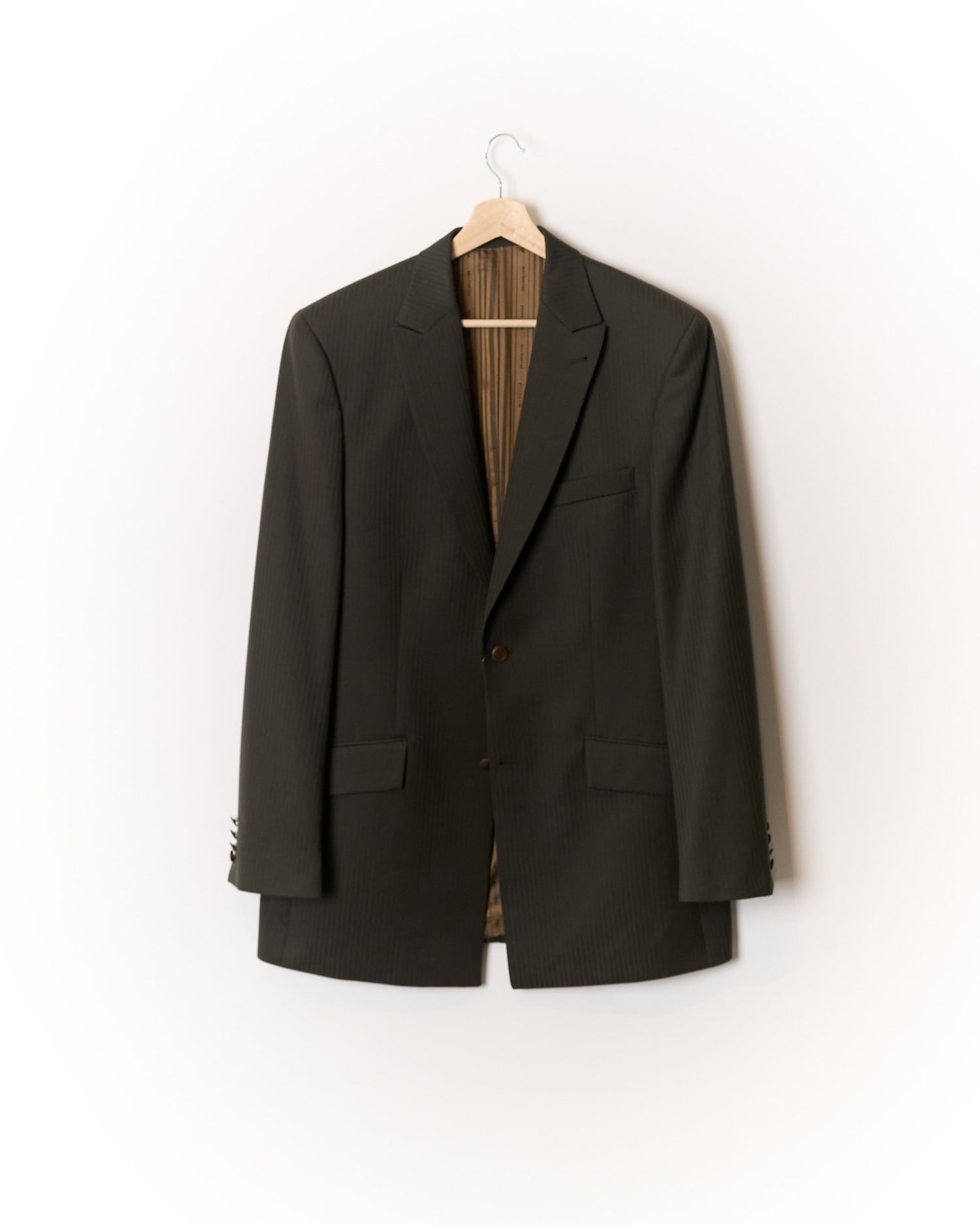 Masterhand Brown Pinstripe Virgin Wool Blazer