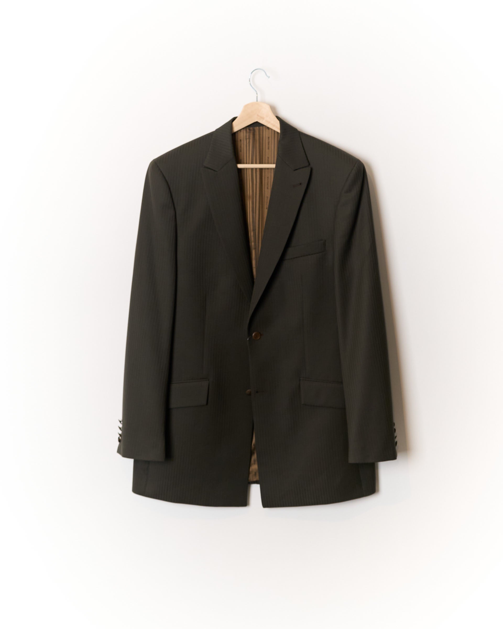 Masterhand Brown Pinstripe Virgin Wool Blazer