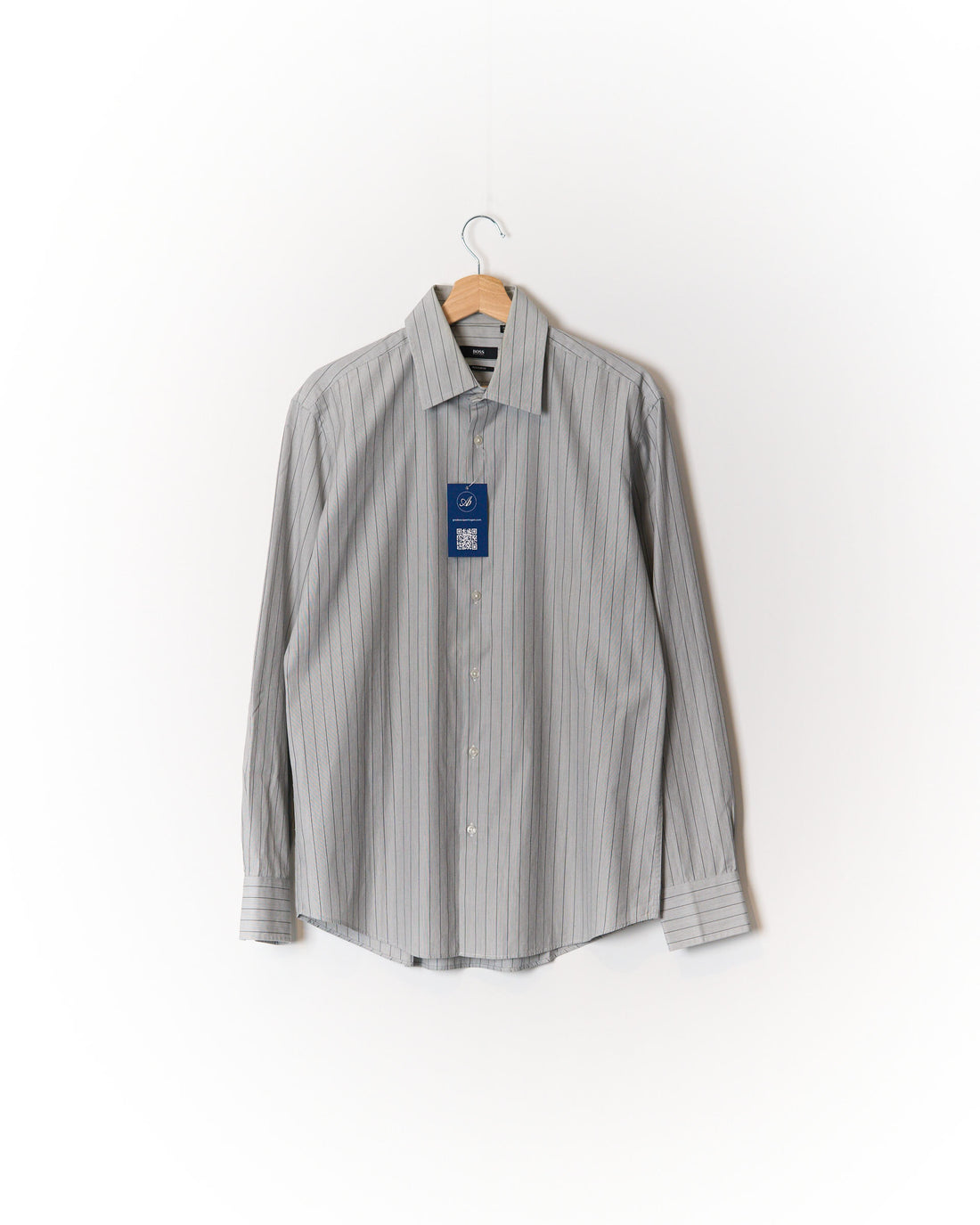 Hugo Boss Grey Striped Regular Fit Cotton Shirt