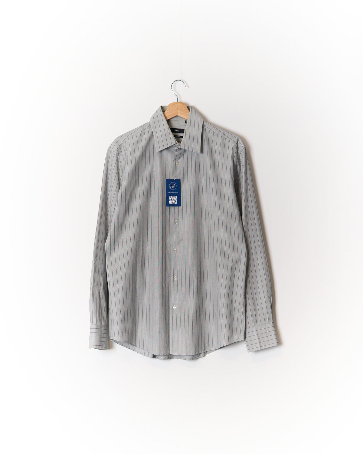 Hugo Boss Grey Striped Regular Fit Cotton Shirt