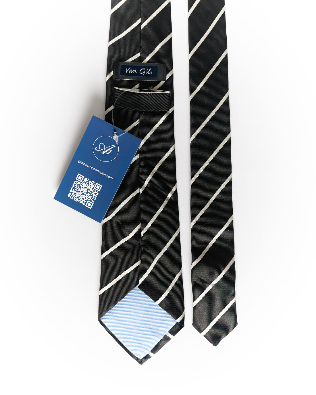 Van Gils Black and White Silk Tie