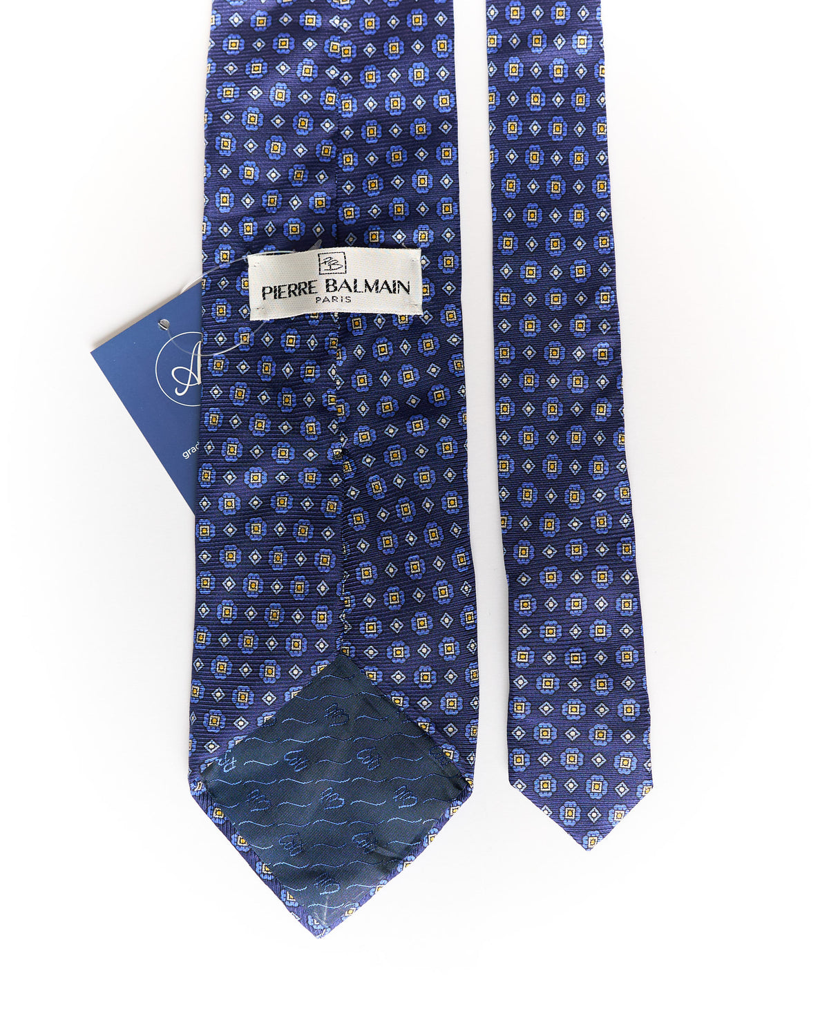Pierre Balmain Blue Vintage Print Silk Tie