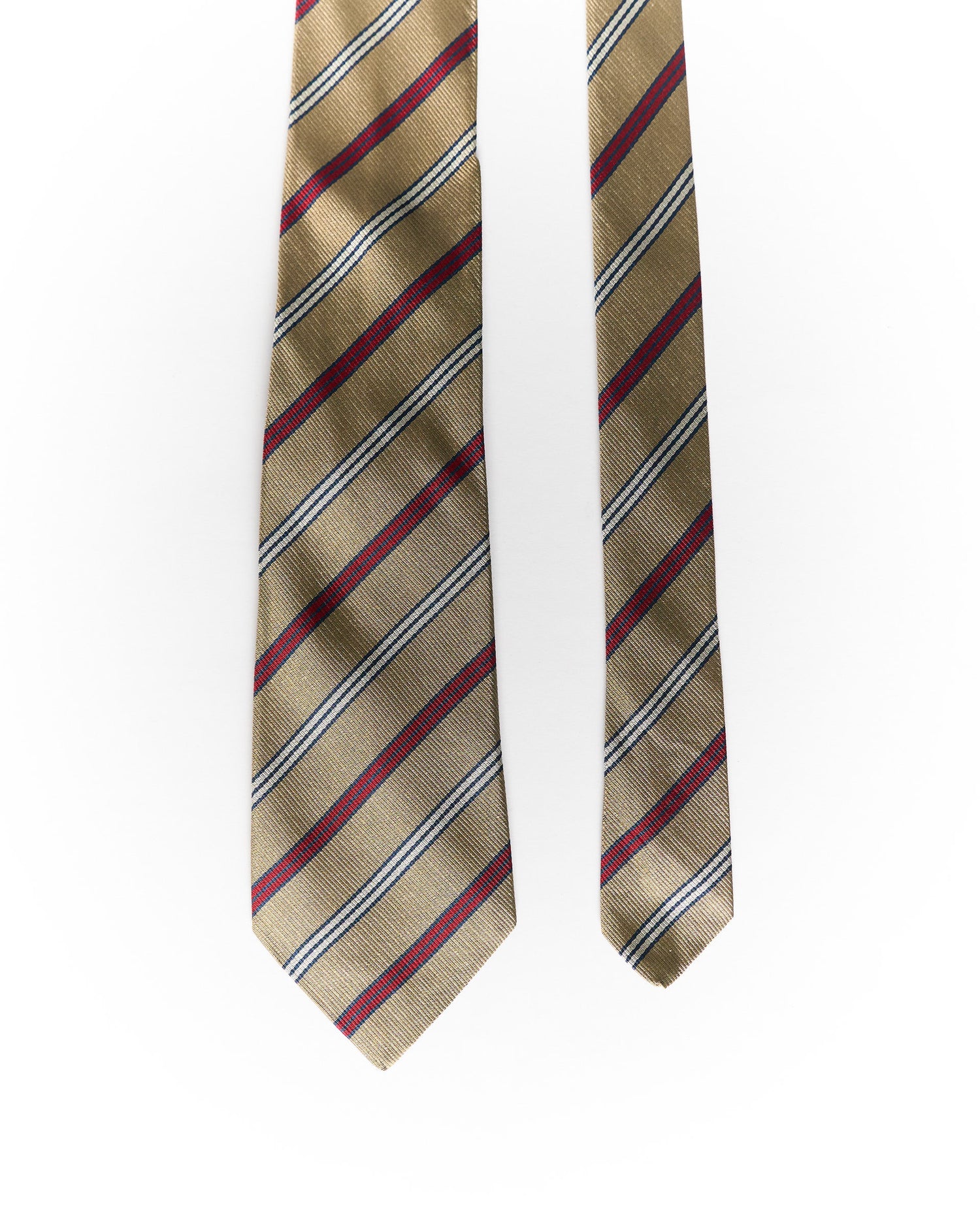 Marco Marini Milano Gold, Red and White Striped Silk Tie