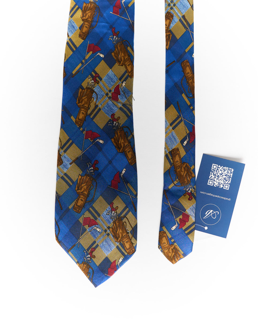 Gant Vintage Blue Golf Print Check Silk Tie