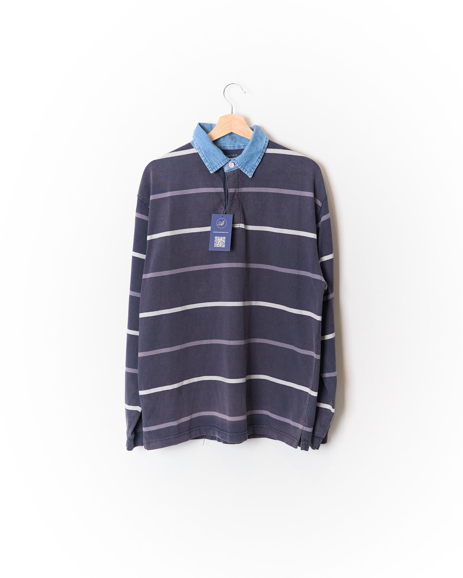 Springfield Grey Striped Denim Collar Cotton Rugger
