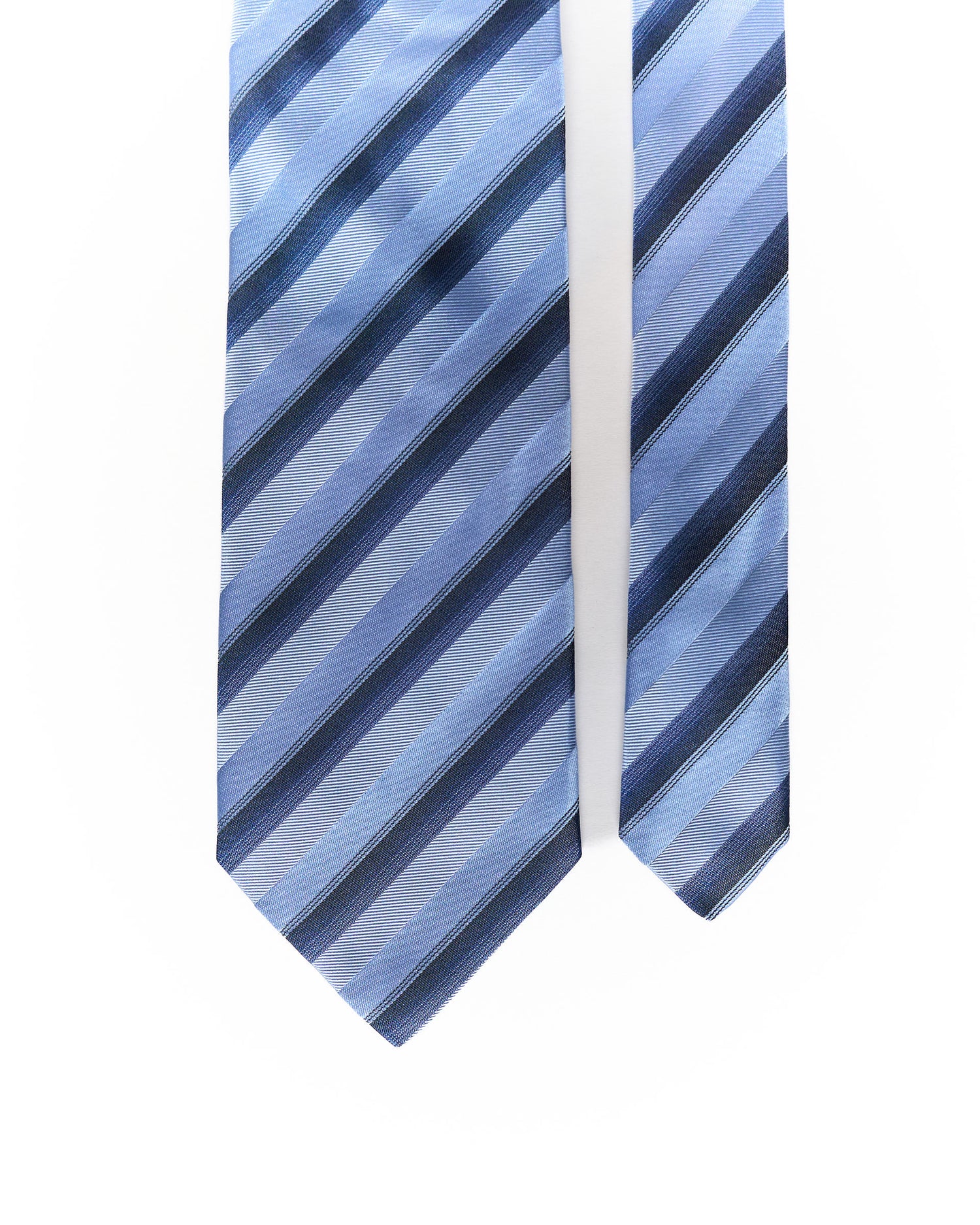 Hugo Boss Navy, Grey and Light Blue Striped Silk Tie