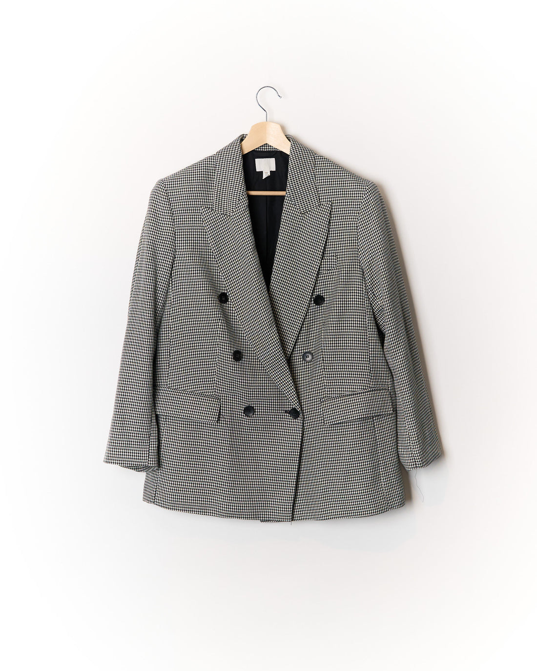 H&amp;M Black and White Houndtooth Double Chested Sport Jacket Blazer