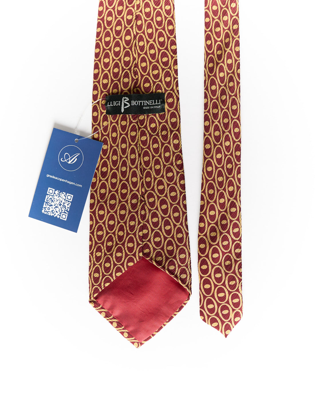 Luigi Bottinelli Red and Gold Vintage Dotted Silk Tie
