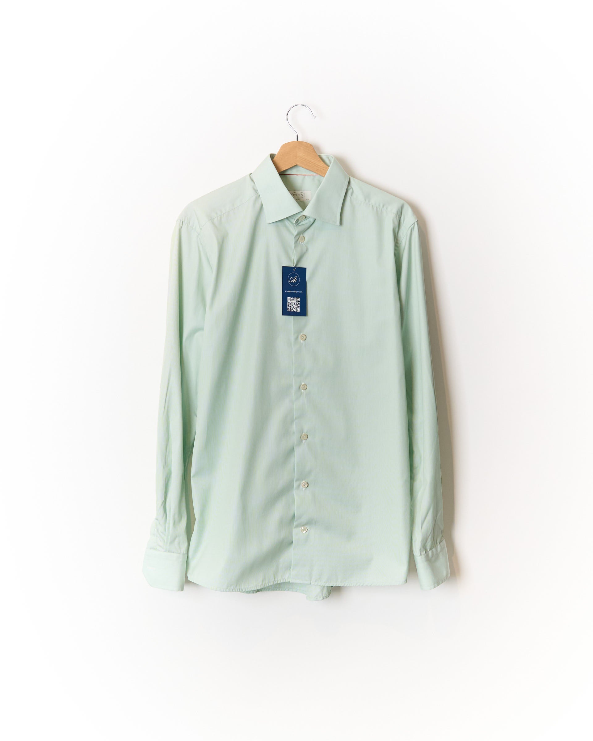 Eton Light Green Striped Slim Cotton Shirt