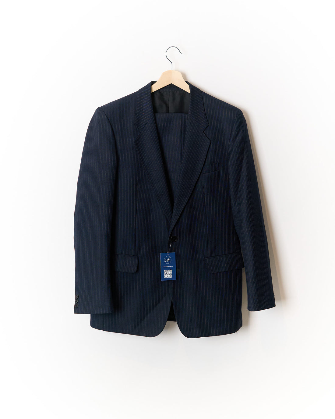 Burton Navy Striped Straight Leg Wool Suit