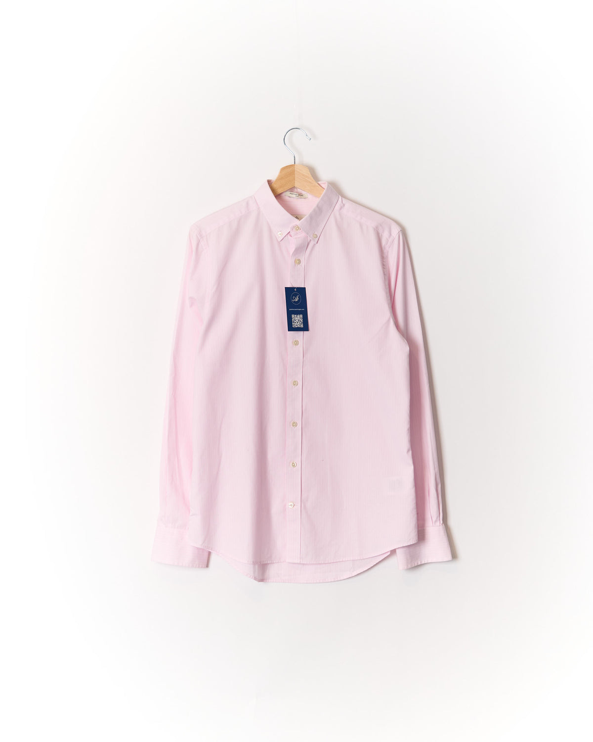 Gant Pink and White Striped Pinpoint Oxford Slim Button Down Cotton Shirt
