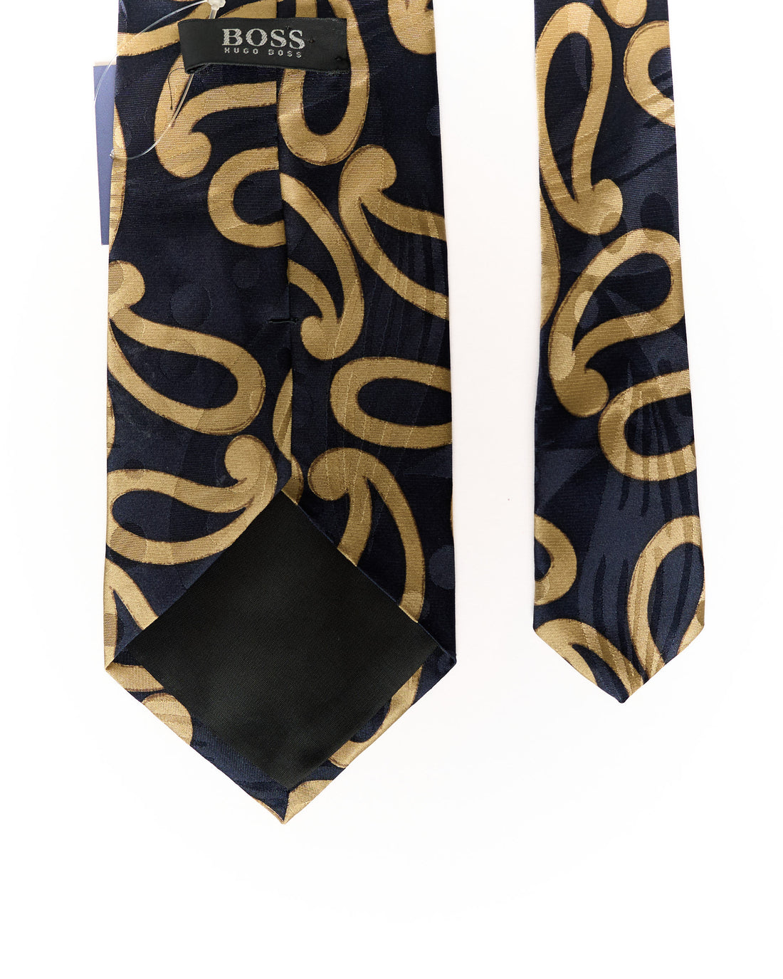 Hugo Boss Navy and Gold Vintage Silk Tie