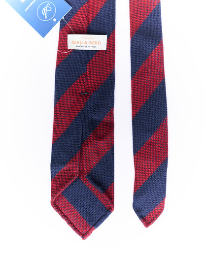 Berg &amp; Berg Navy and Red Striped Hand Made Wool Tie