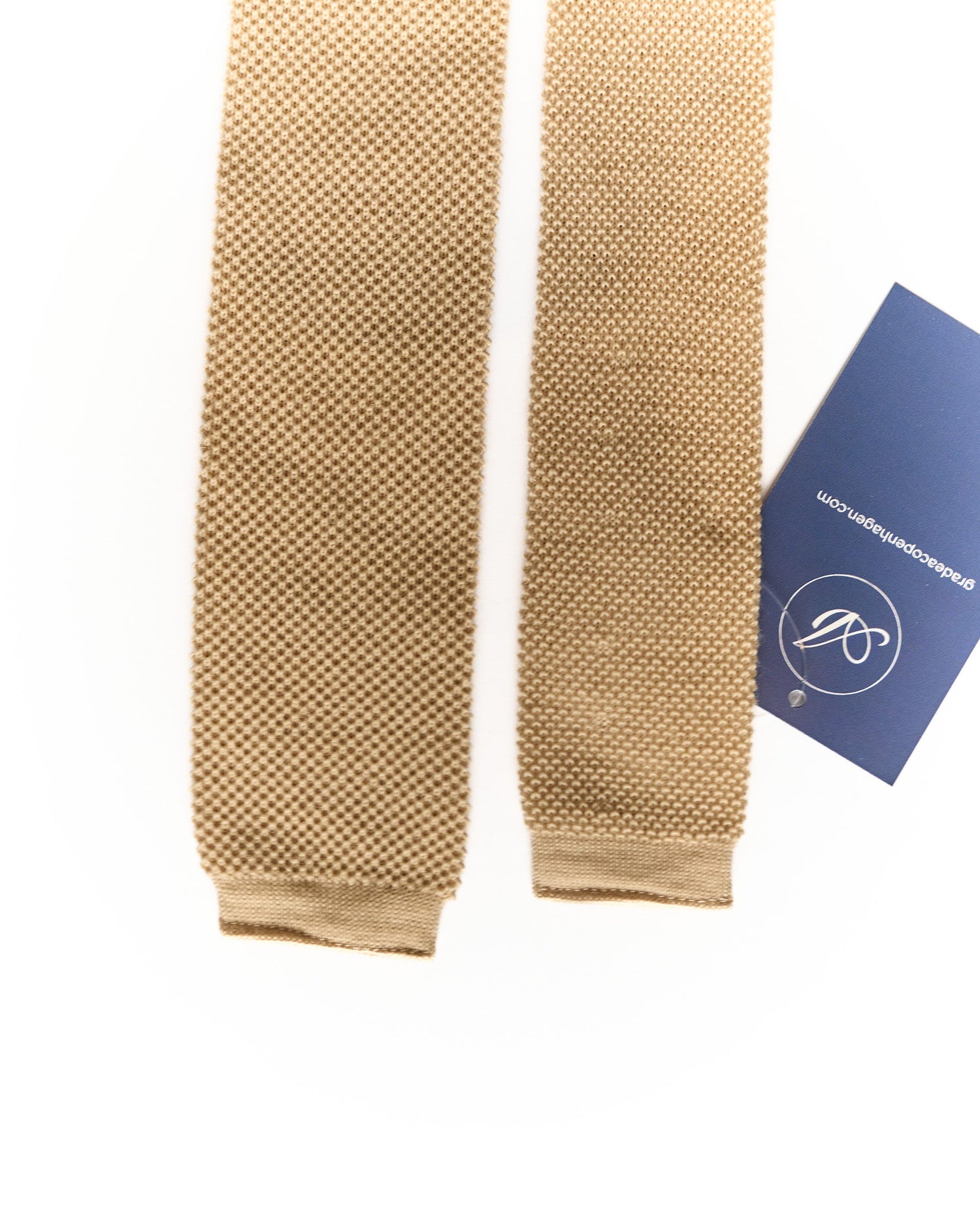 Beige Slim Wool Knit Tie