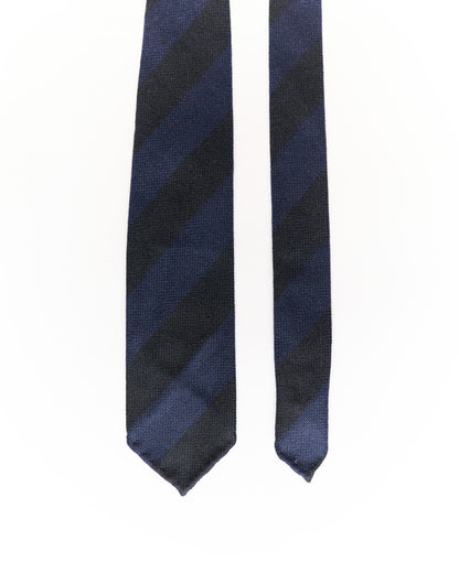 Berg &amp; Berg Navy and Black Striped Hand Made Wool Tie
