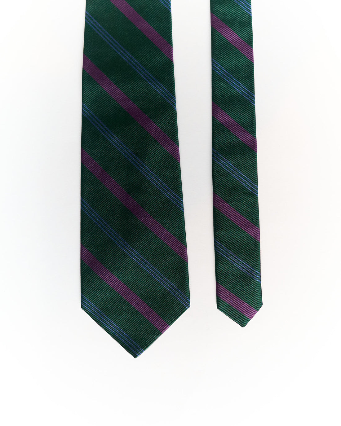 Faconnable Green and Purple Striped Hand Made Silk Tie