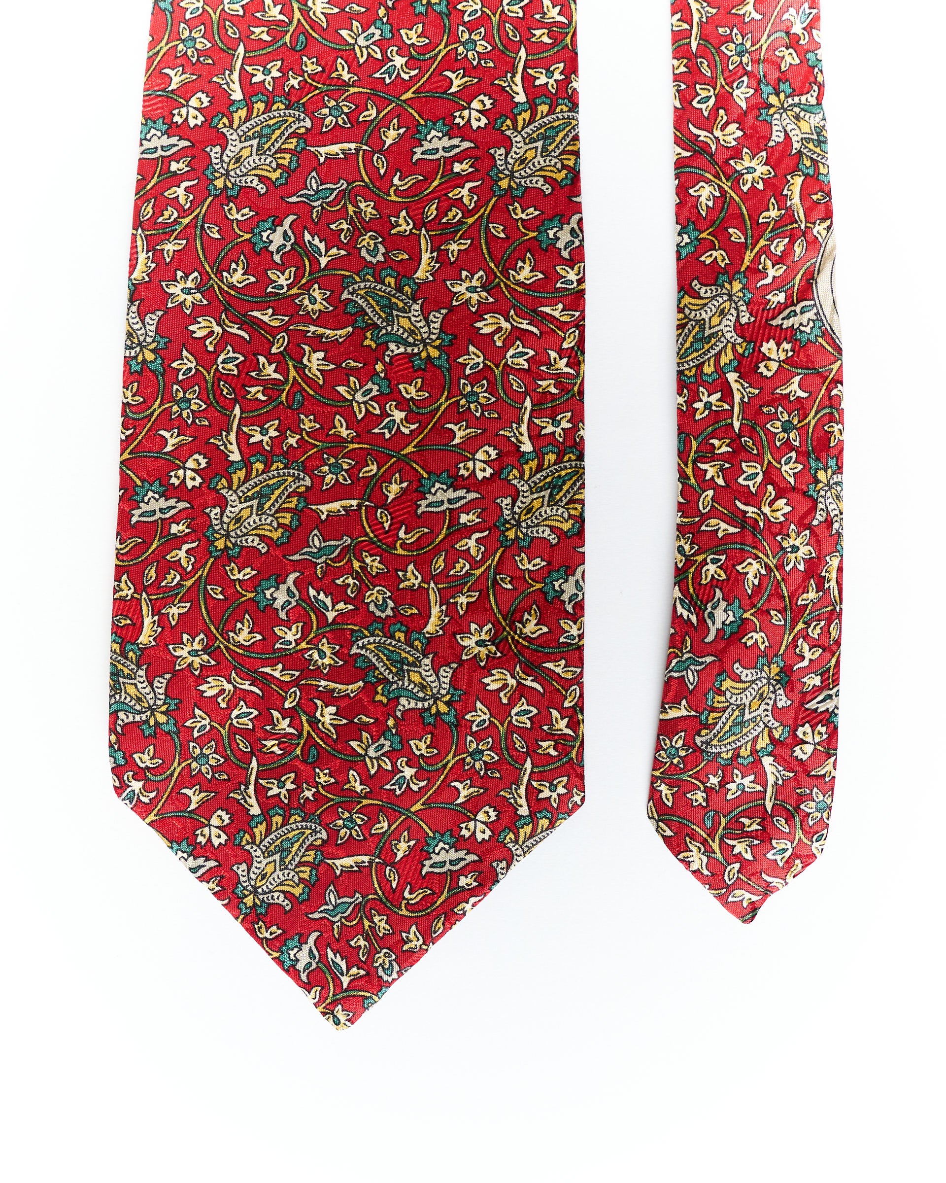 Christian Dior Red Flower Print Silk Tie