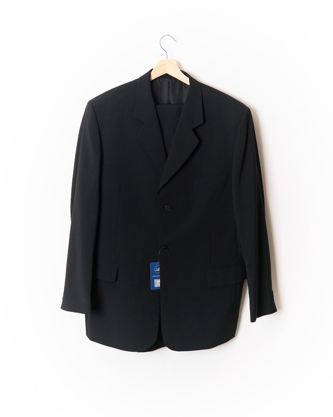 Bertoni Black Straight Leg Wool Suit