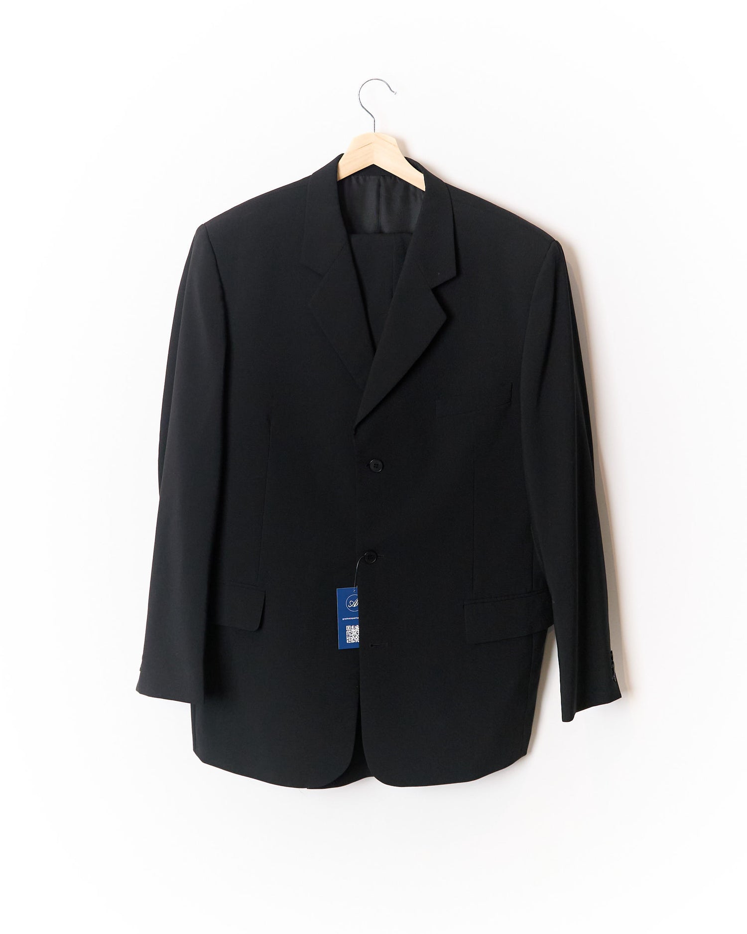 Bertoni Black Straight Leg Wool Suit