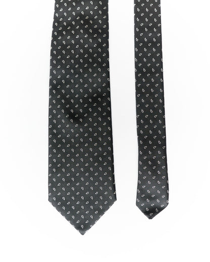 Sand Copenhagen Black and White Paisley Silk Tie