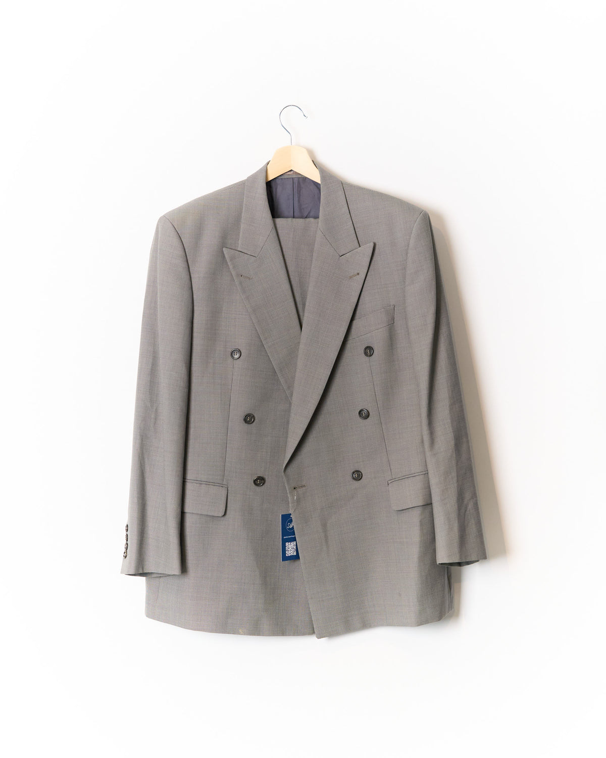 Van Johnson Grey Double Chested Straight Leg Wool Suit
