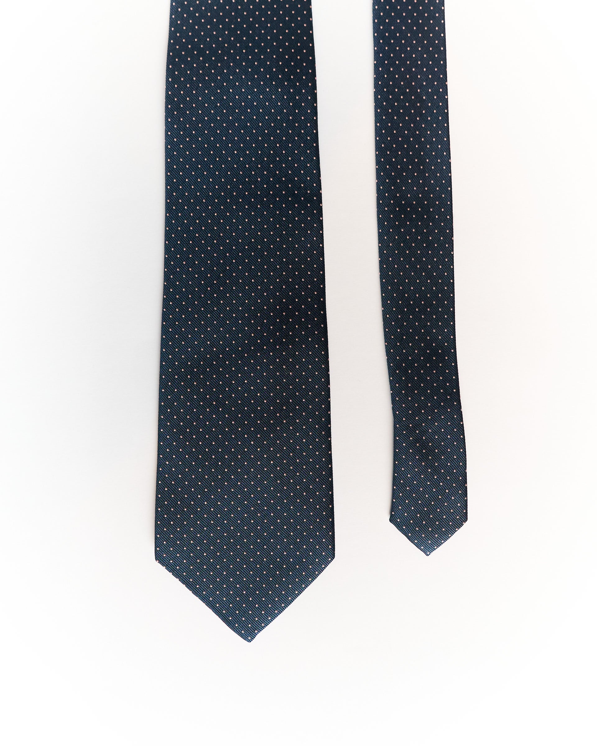 John Hendric Navy and Pink Dotted Hand Made Silk Tie