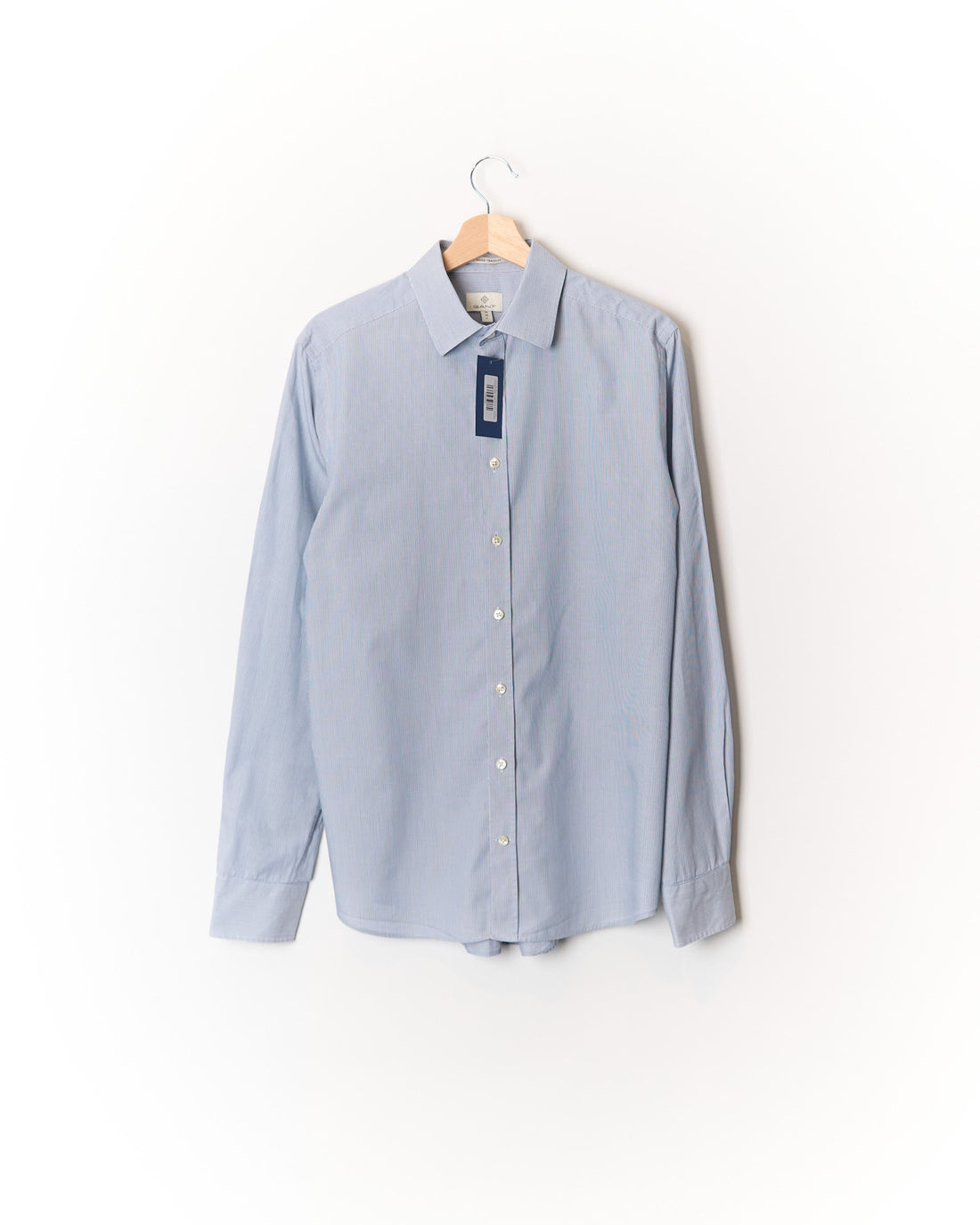Gant Light Blue and Navy Striped The Good Traveler Cotton Shirt