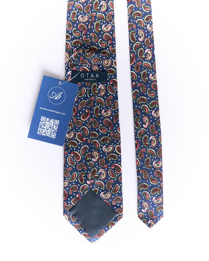 Otaa Navy Paisley Hand Made Cotton Tie