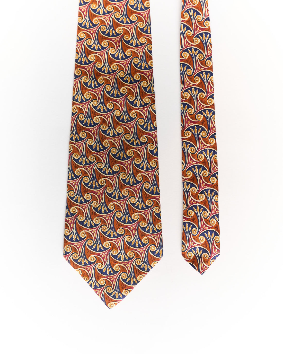 Paolo Romani Orange and Navy Silk Tie