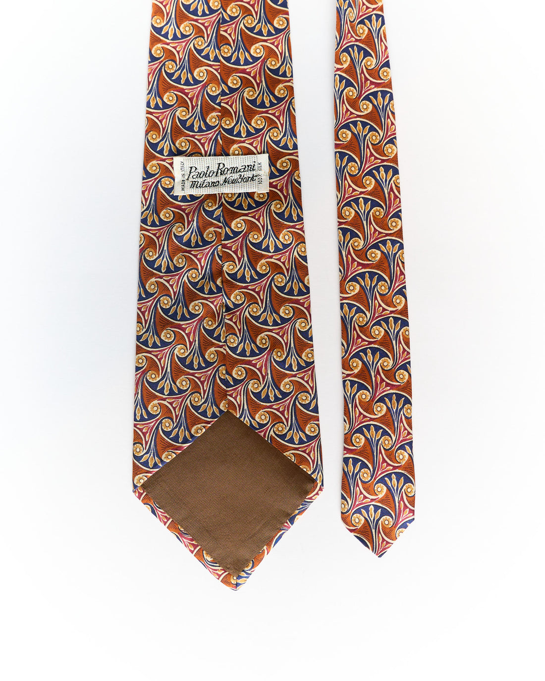 Paolo Romani Orange and Navy Silk Tie