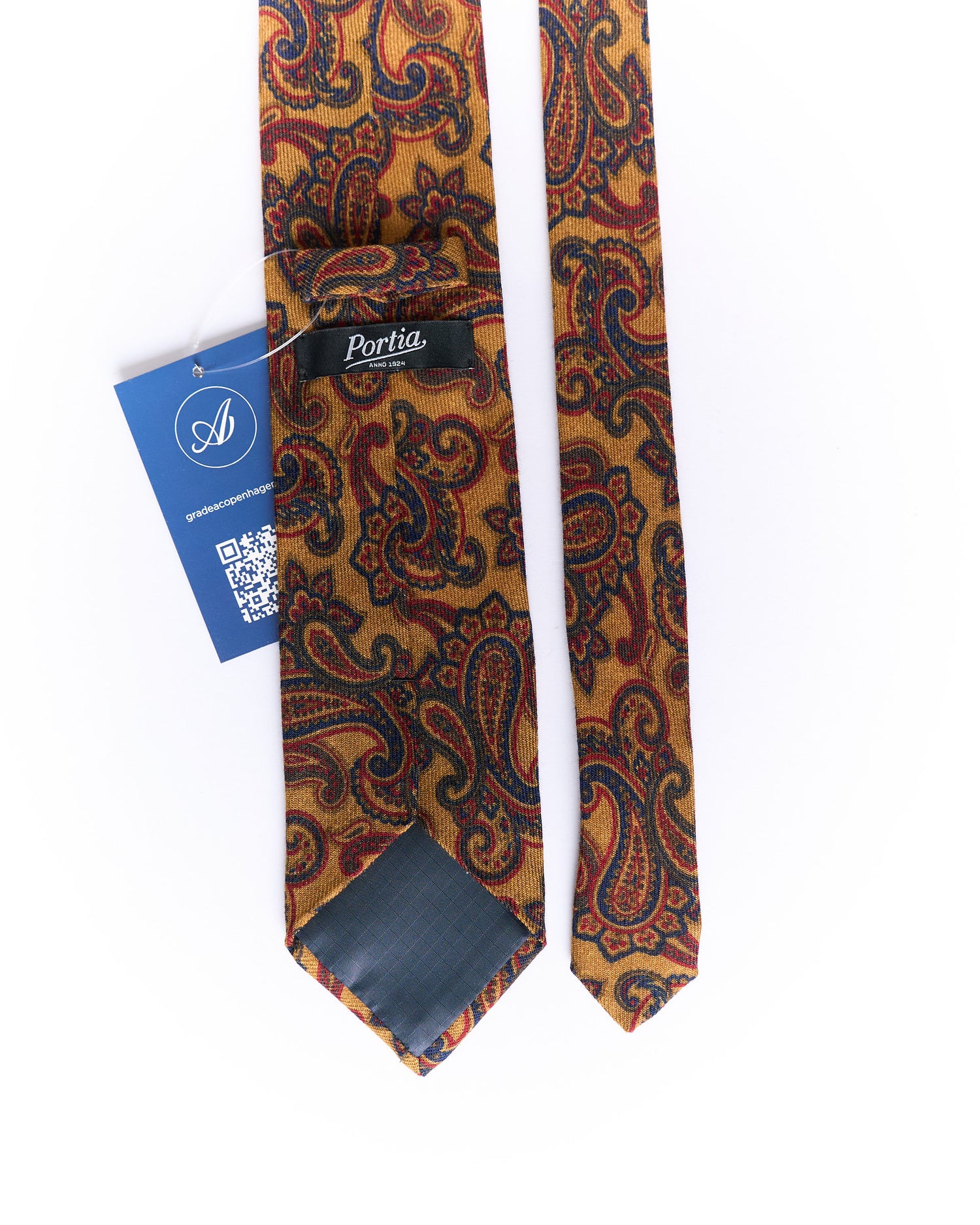 Portia Dark Yellow Paisley Wool Tie