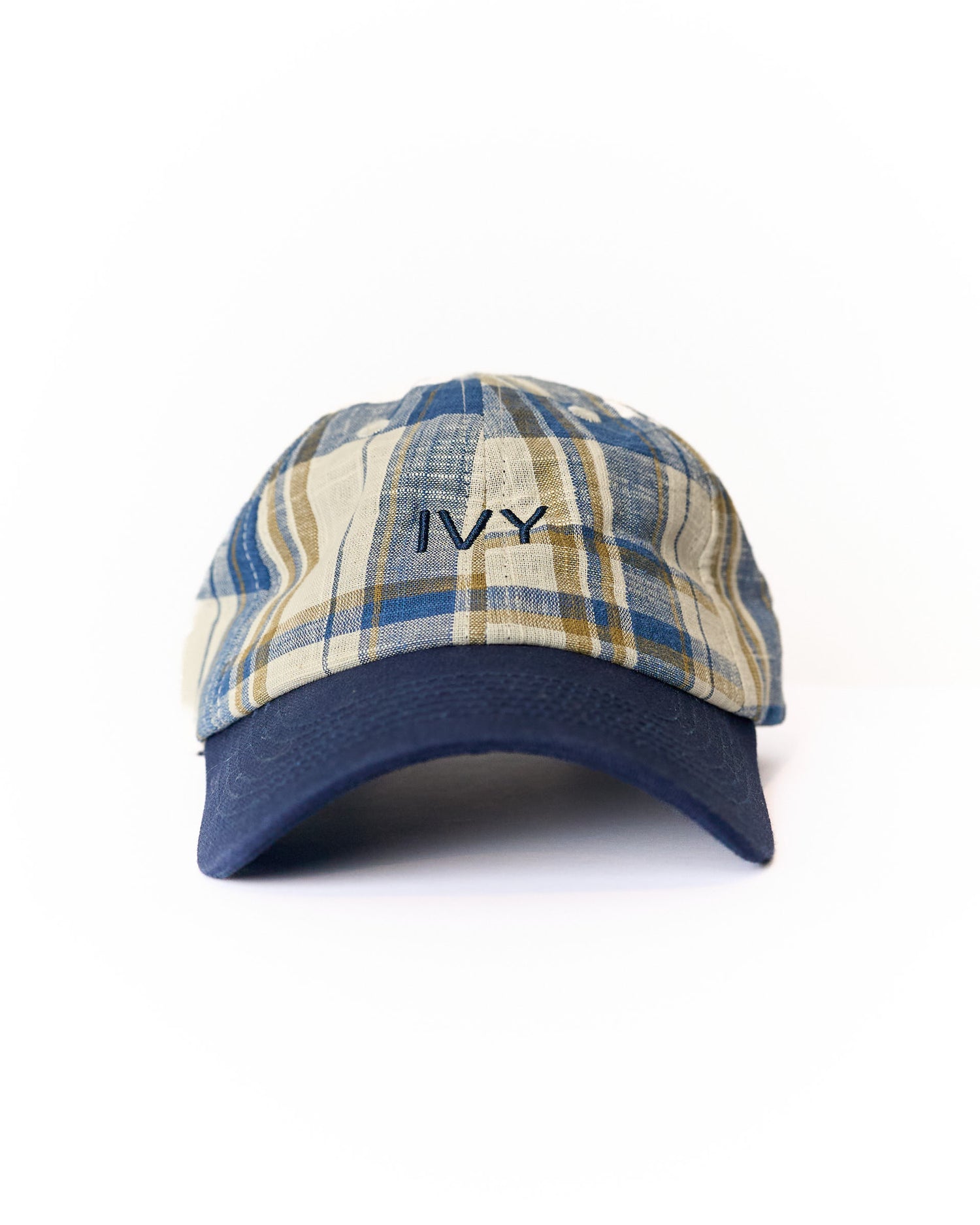 An Ivy Blue and Cream Checkered Ivy Club Cap