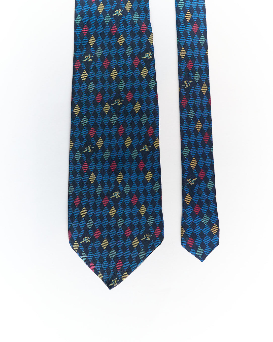 Bergen Blue and Navy Square Print Silk Tie