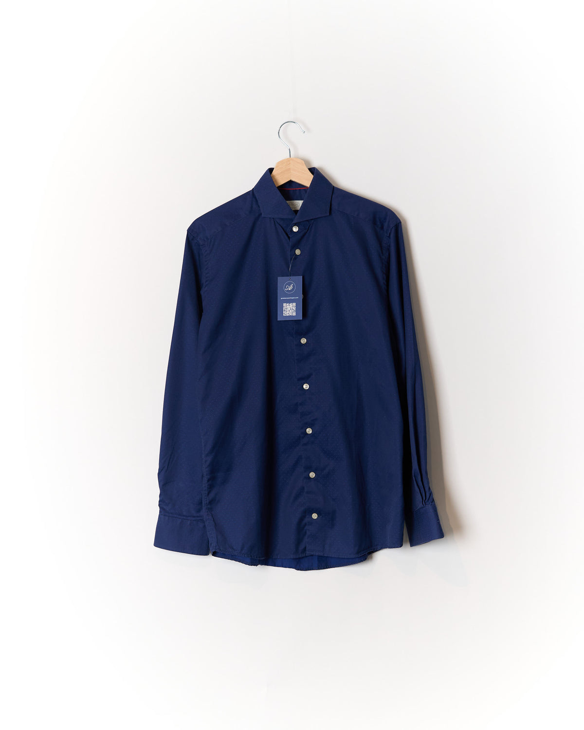 Eton Blue Dotted Cotton Shirt