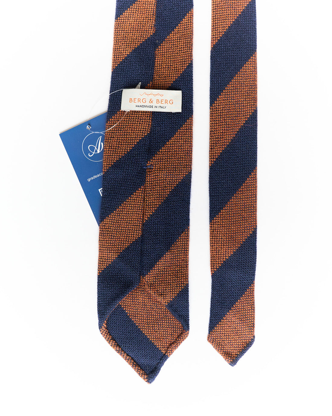 Berg &amp; Berg Navy and Brown Striped Hand Made Wool Tie