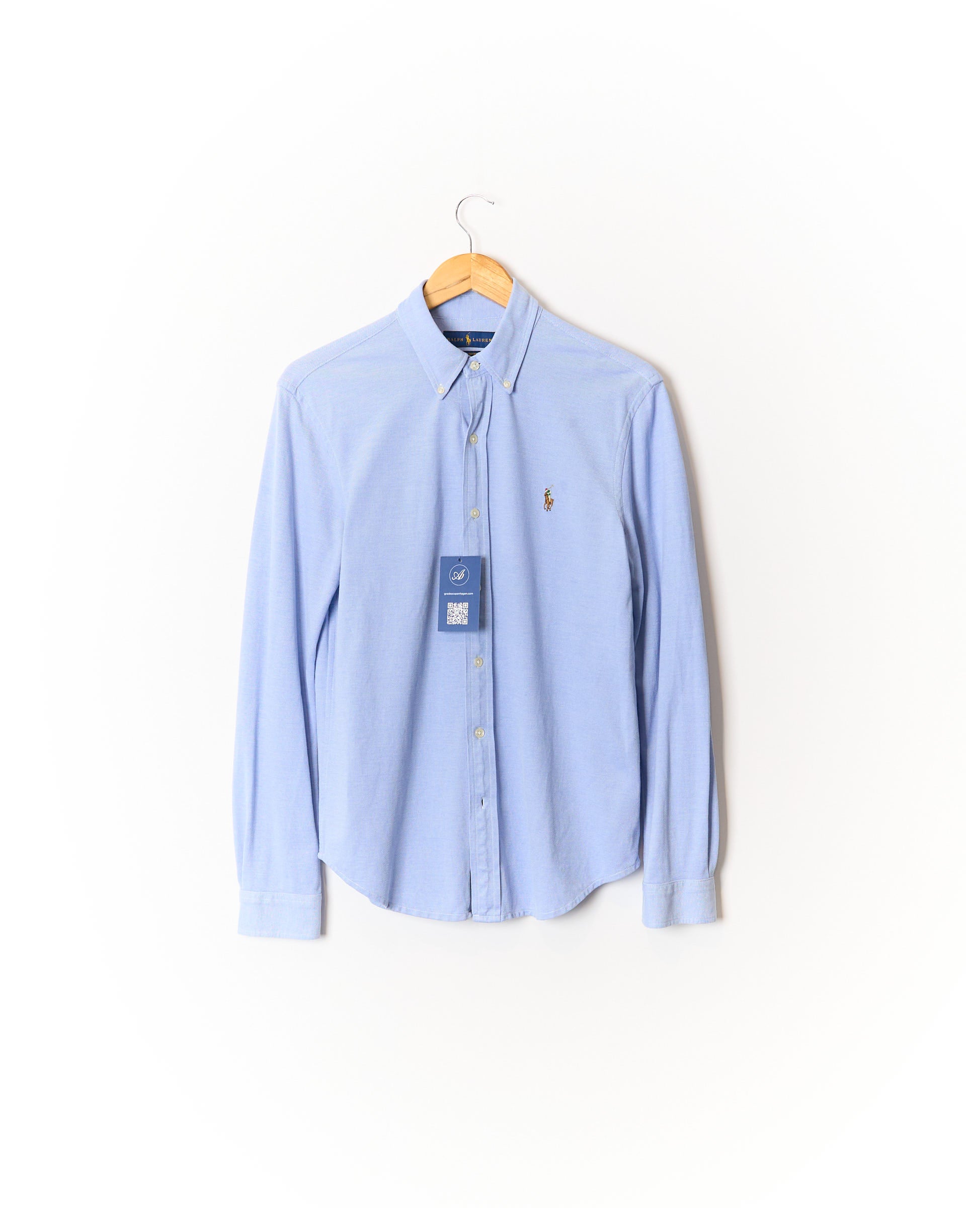 Ralph Lauren Light Blue Knit Oxford Button Down Cotton Shirt