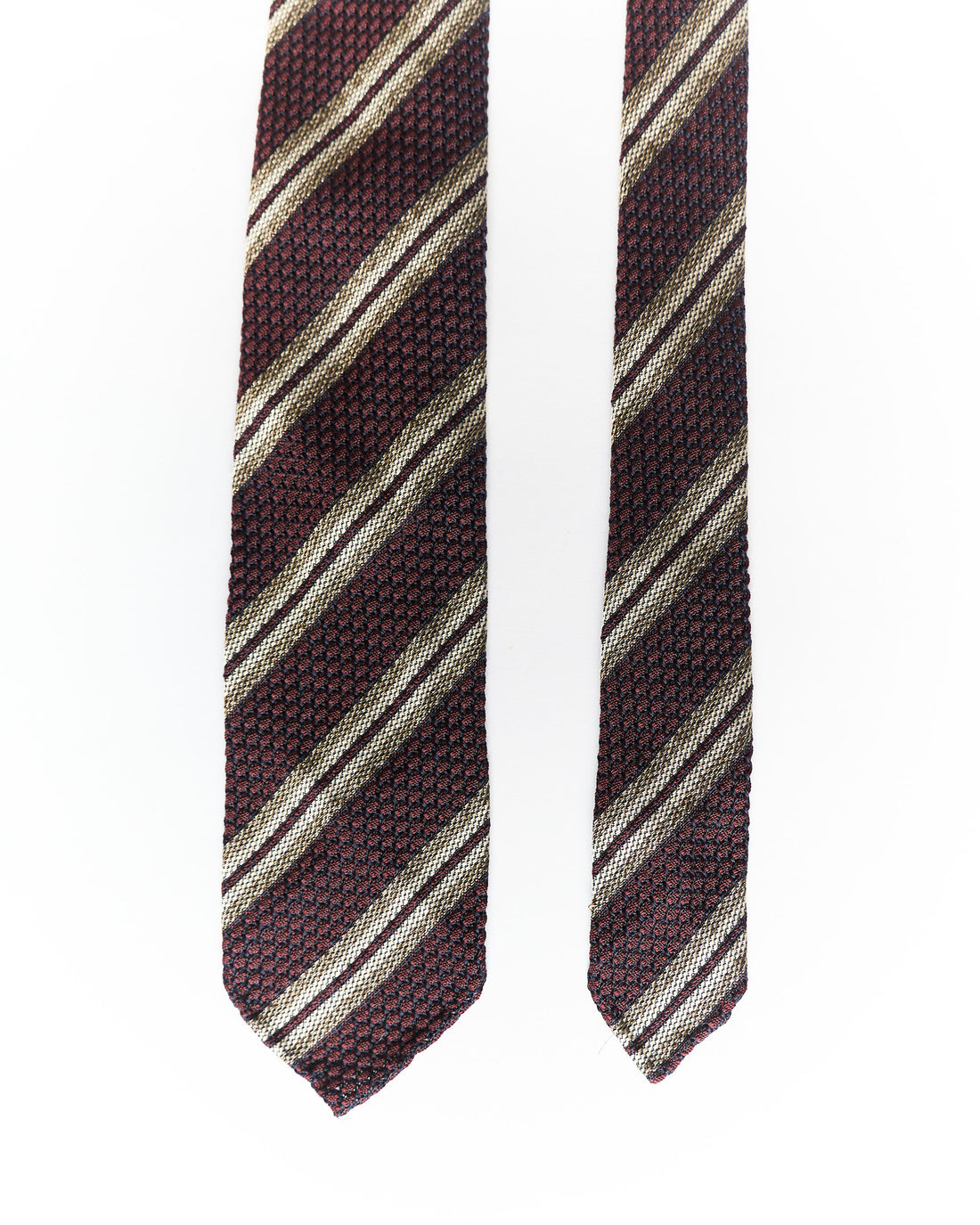 Berg &amp; Berg Bordeaux Red and Cream Striped Hand Made Silk Tie
