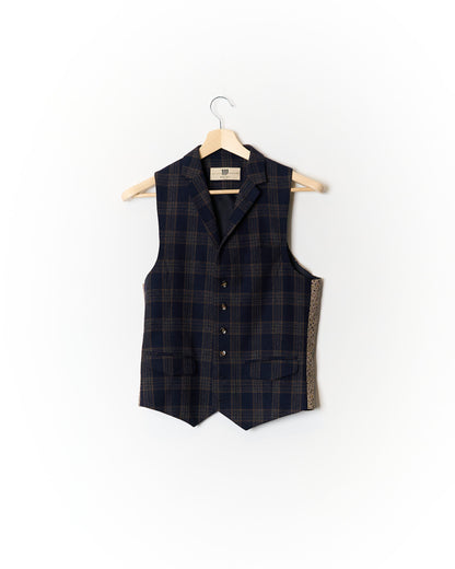 Bertoni Navy and Orange Checkered Wool Vest and Suit