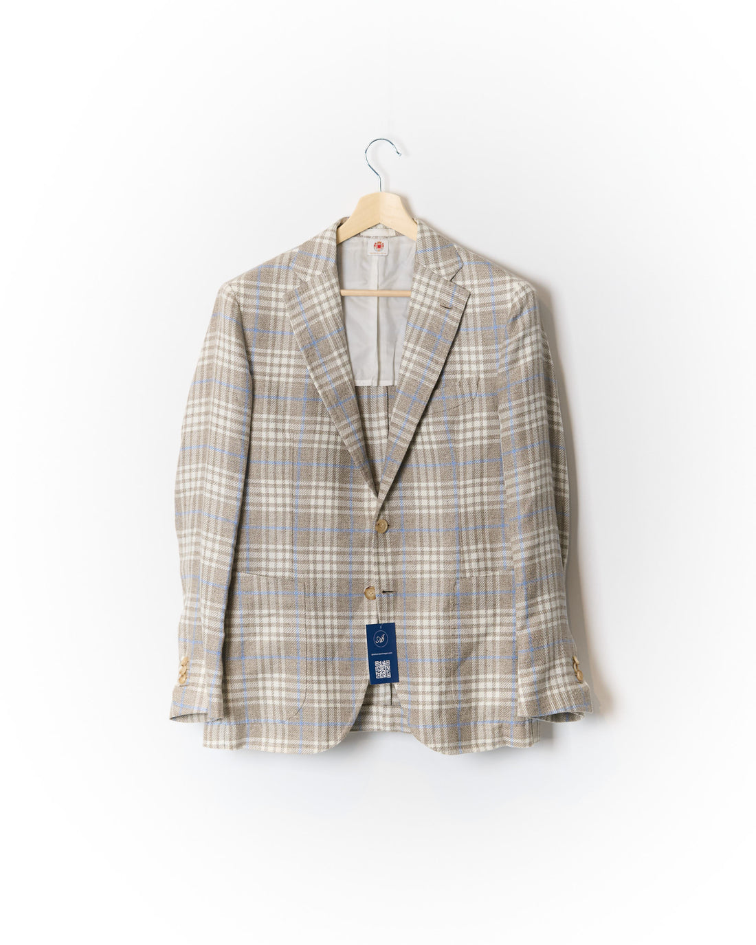 Luigi Borrelli Beige and Brown Checkered Cashmere and Wool Sport Jacket Blazer