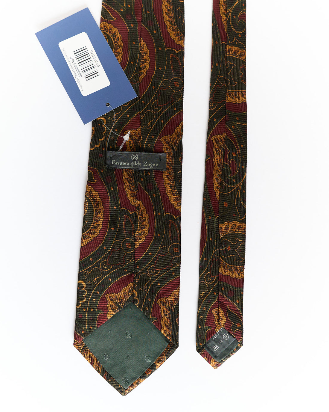Ermenegildo Zegna Darkred and Darkgreen Paisley Silk Tie