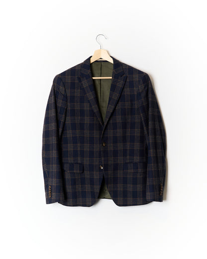 Bertoni Navy and Orange Checkered Wool Vest and Suit