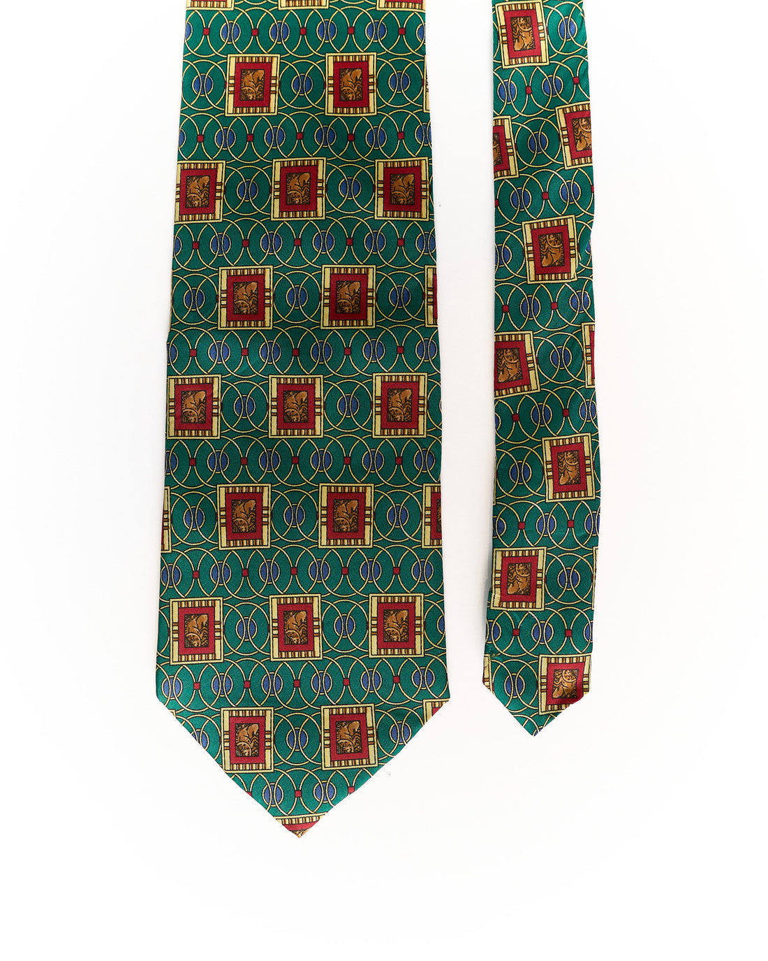 Green and Red Vintage Silk Tie