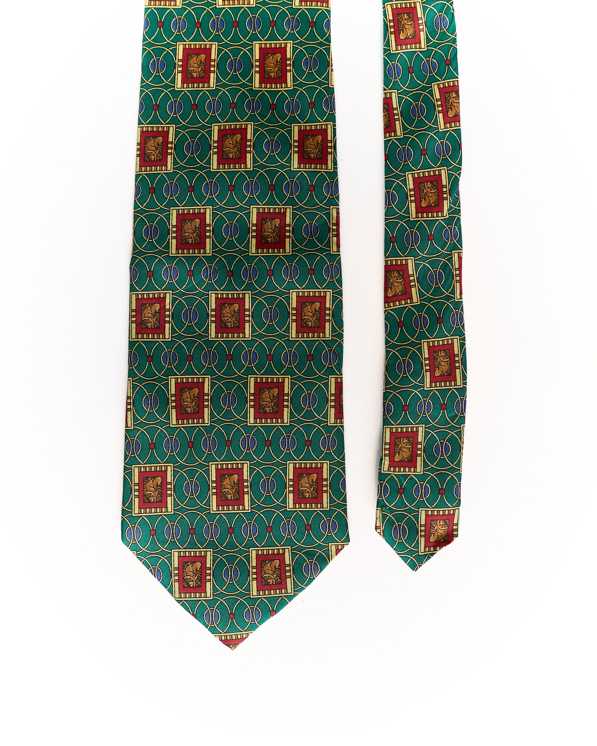 Green and Red Vintage Silk Tie