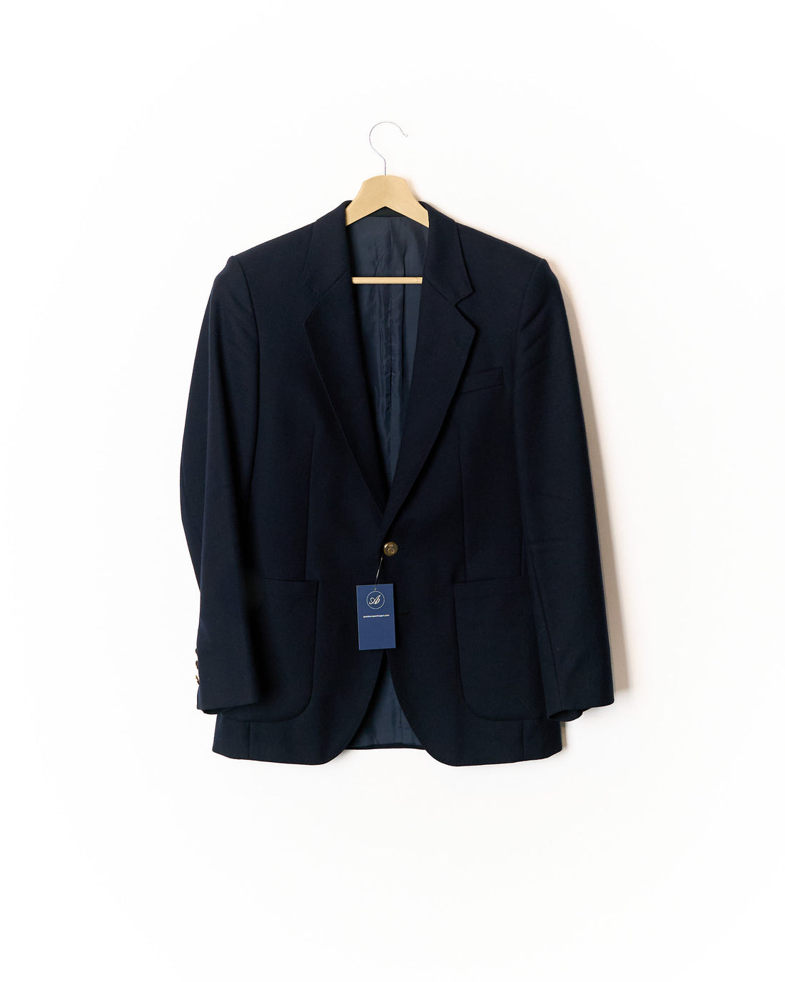 Navy Gold Button Wool Blazer