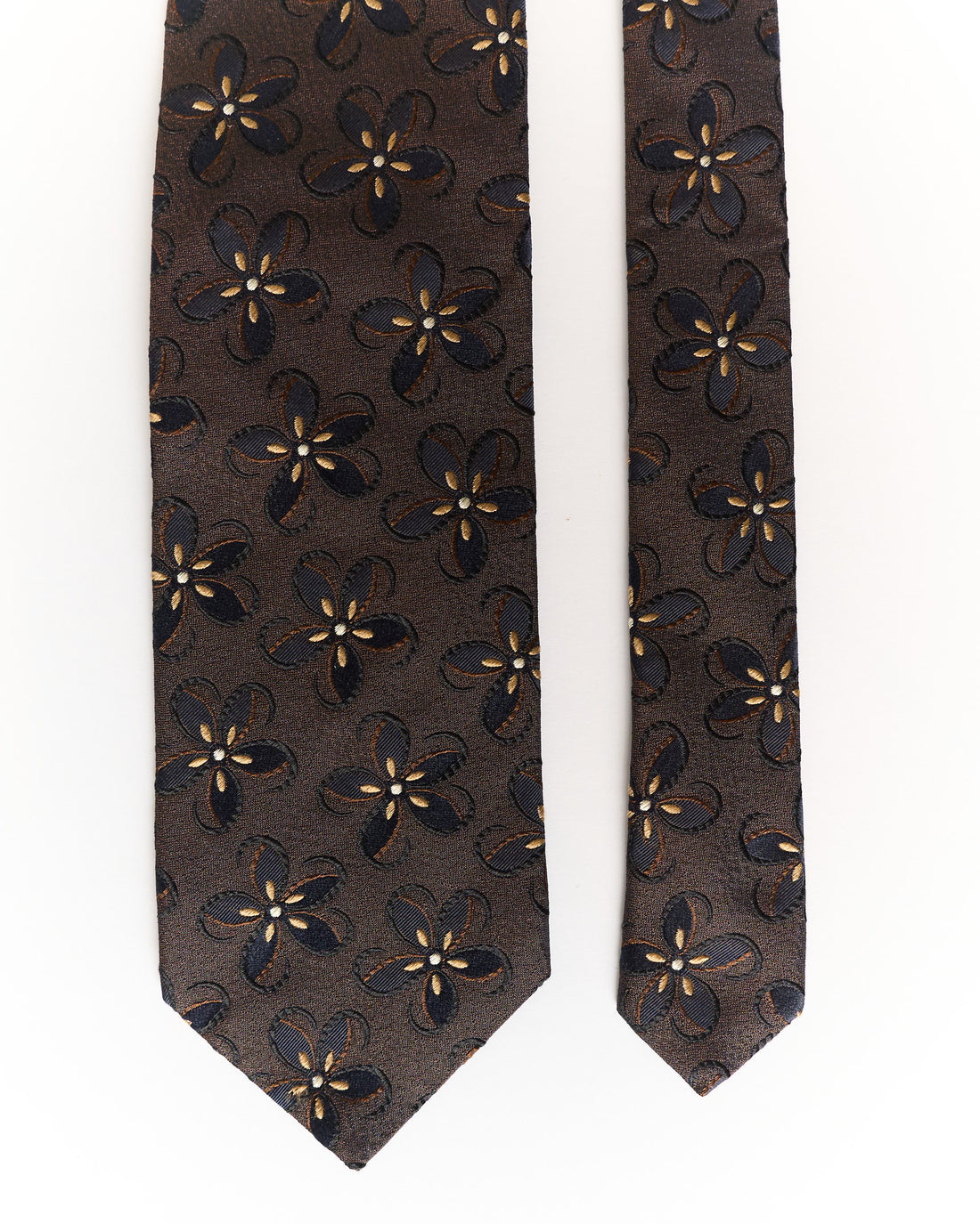 Hugo Boss Brown Flower Print Silk Tie