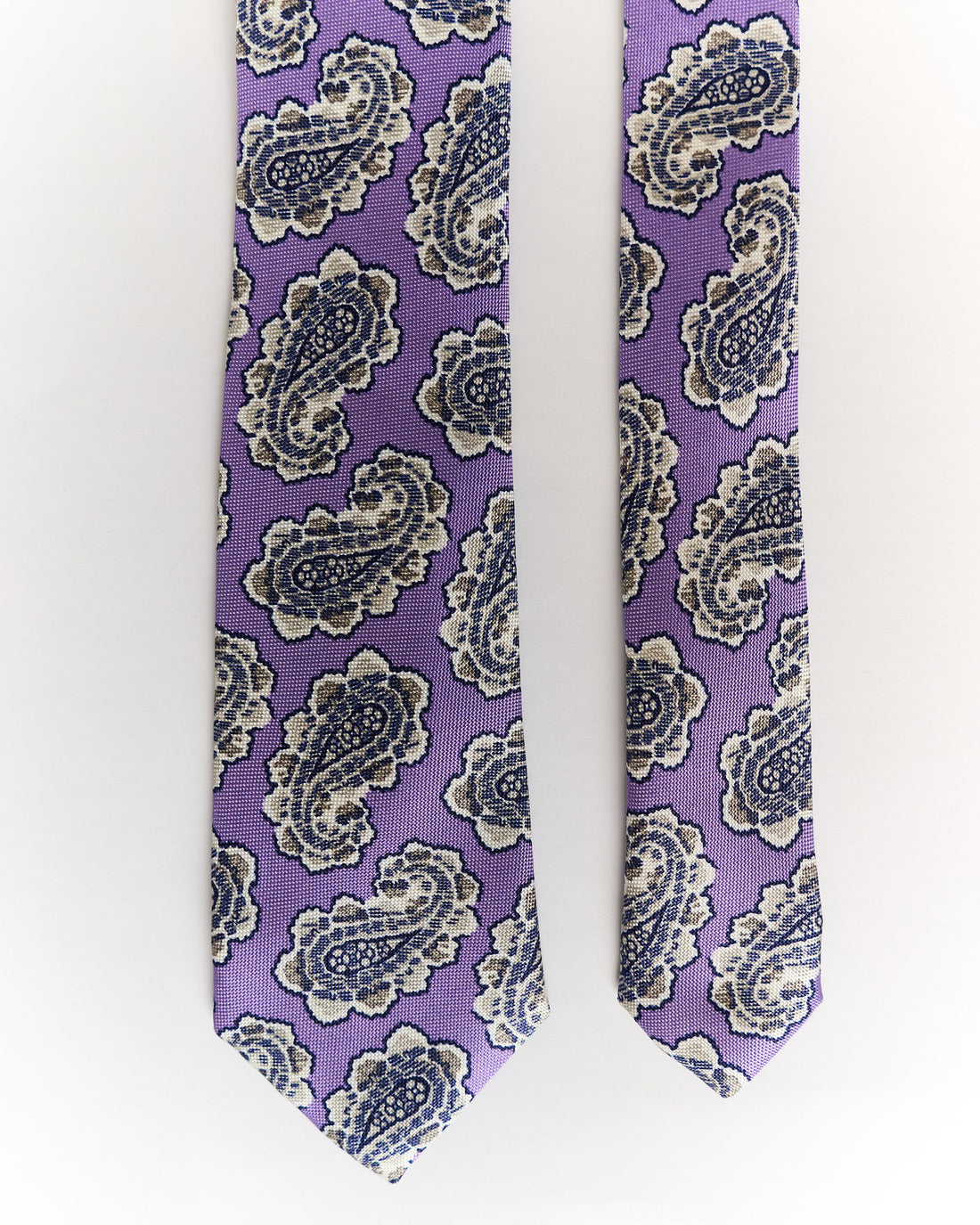 Eton Purple Paisley Print Slim Silk Tie
