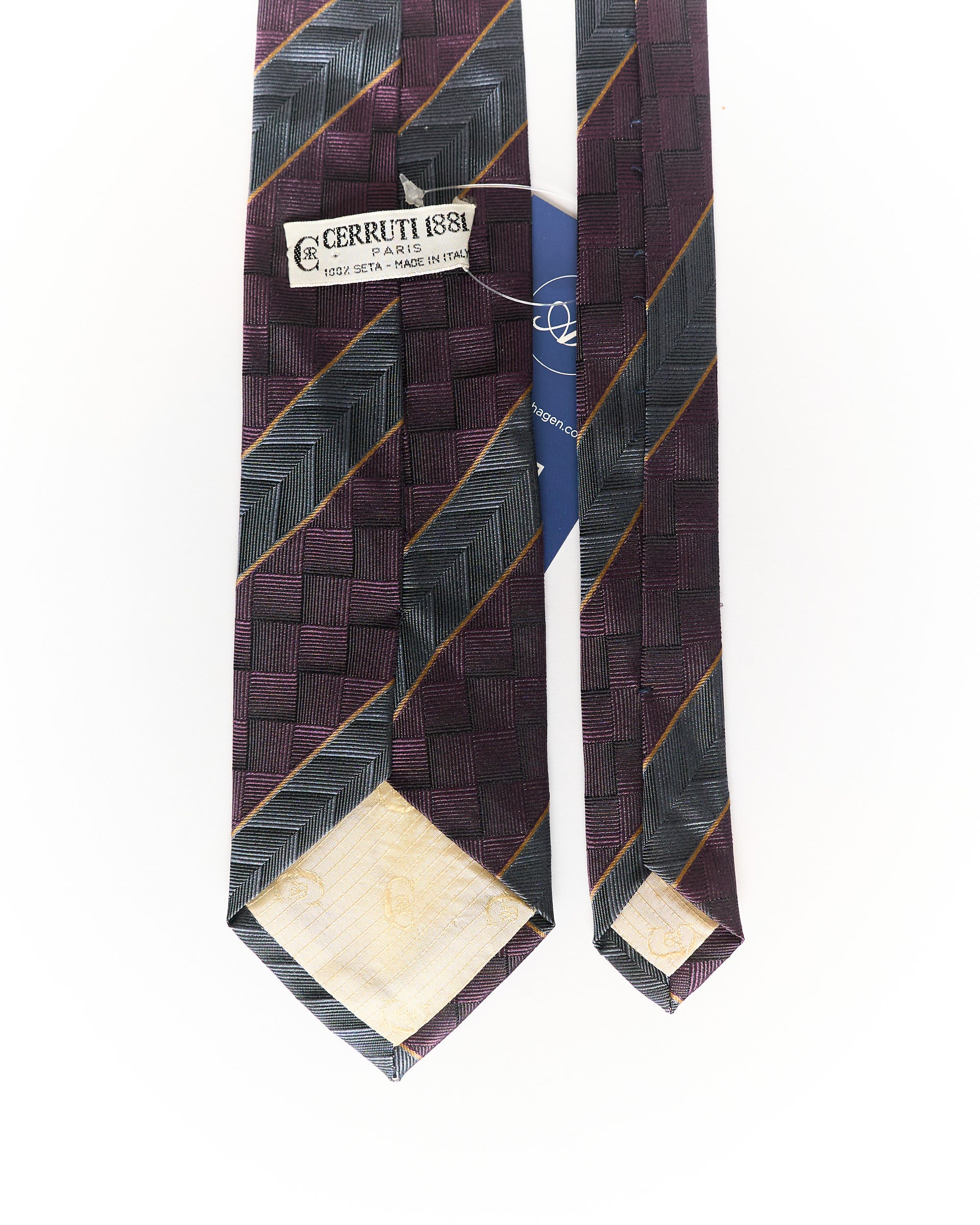 Cerrruti 1881 Purple and Grey Striped Silk Tie