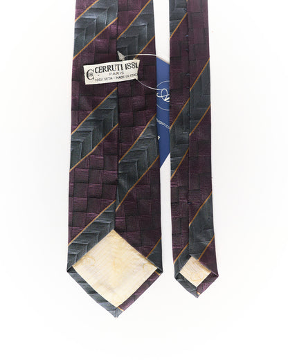 Cerrruti 1881 Purple and Grey Striped Silk Tie